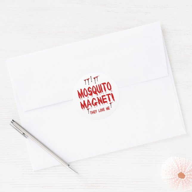Blood Dripping Mosquito Magnet They Love Me Classic Round Sticker (Envelope)