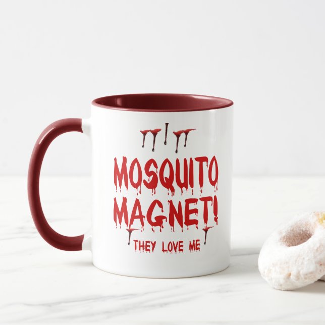 Blood Dripping Mosquito Magnet They Love Me Mug (With Donut)