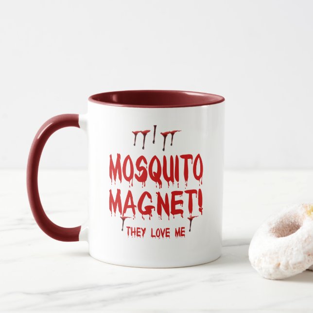 Blood Dripping Mosquito Magnet They Love Me Mug (With Donut)