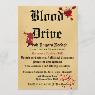 Blood Drive Vampire Halloween Party Invitation