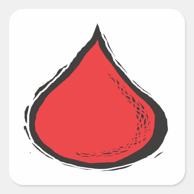Blood Drop Square Sticker (Front)