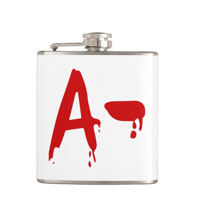 Blood Group A- Negative #Horror Hospital Hip Flask (Front)