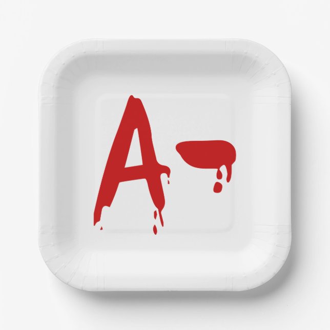 Blood Group A- Negative #Horror Hospital Paper Plate (Front)