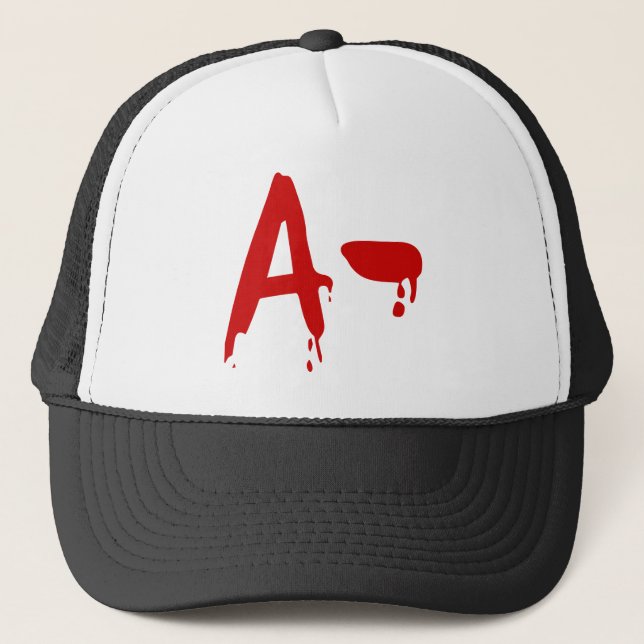 Blood Group A- Negative #Horror Hospital Trucker Hat (Front)