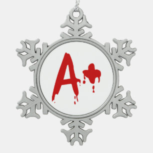 Blood Group A+ Positive #Horror Hospital Snowflake Pewter Christmas Ornament