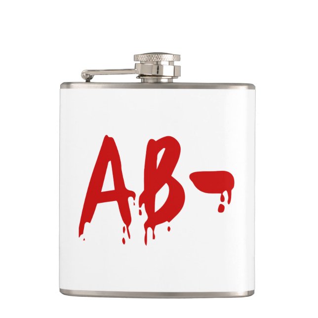 Blood Group AB- Negative #Horror Hospital Hip Flask (Front)
