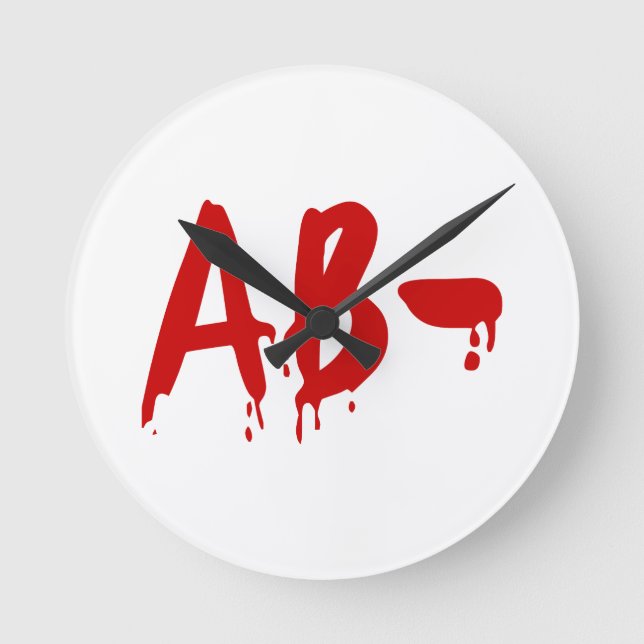 Blood Group AB- Negative #Horror Hospital Round Clock (Front)