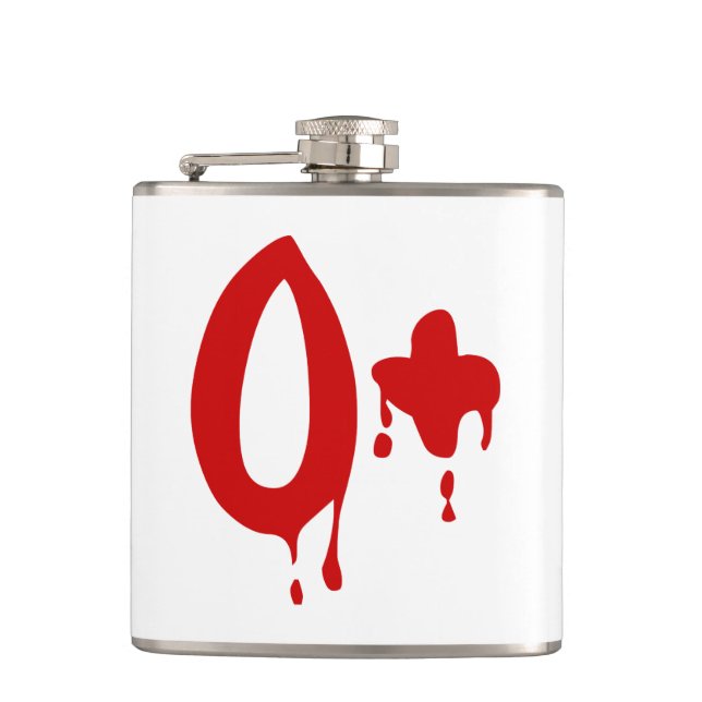 Blood Group O+ Positive #Horror Hospital Hip Flask (Front)