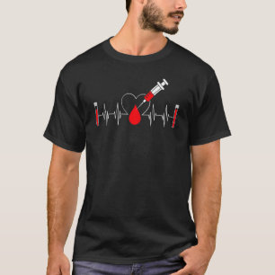 Blood Heartbeats Syringe Phlebotomist Phlebotomy M T-Shirt