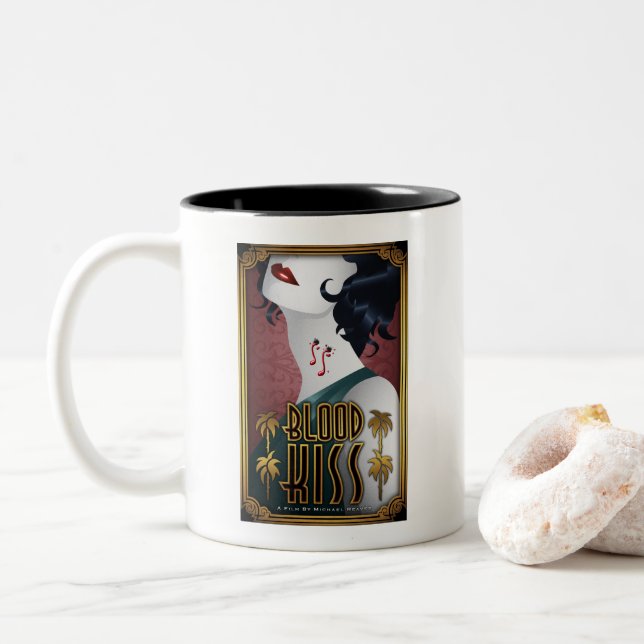 Blood Kiss Coffee Mug with the two movie posters (With Donut)