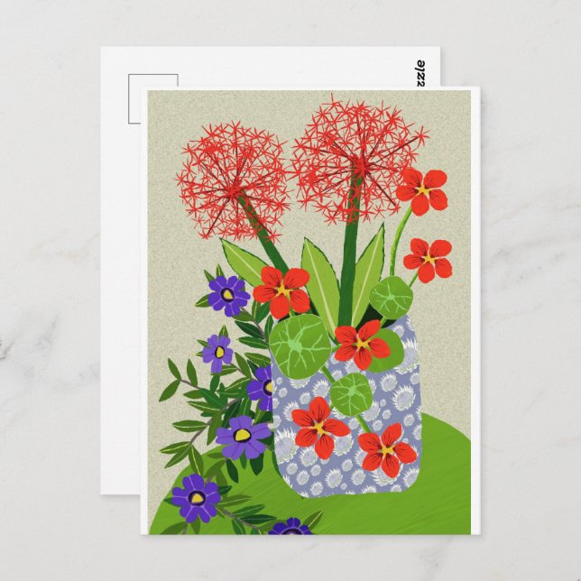 Blood lily , Surfinia and Nasturtium Postcard (Front/Back)