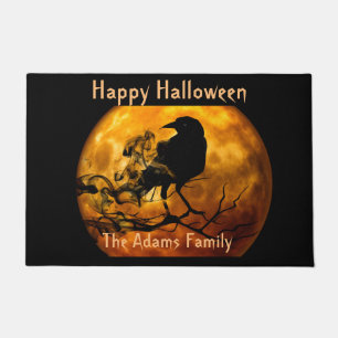 Blood Moon and Black Raven, Spooky Halloween Doormat