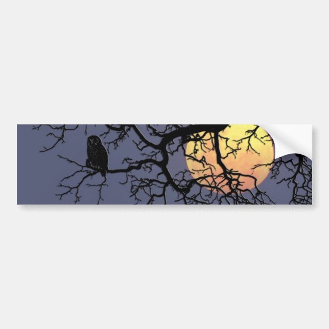Blood Moon and Night Owl Silhouette Bumper Sticker (Front)