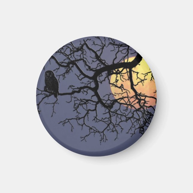 Blood Moon and Night Owl Silhouette Magnet (Front)
