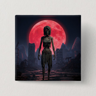 Blood Moon Female Zombie 15 Cm Square Badge