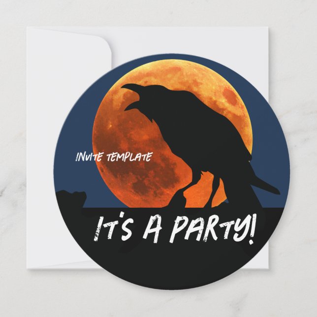 Blood Moon Halloween Raven Invitation (Front)