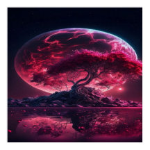 Blood Moon is rising.  Purple pink moon fantasy 