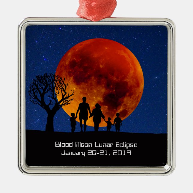 Blood Moon Lunar Eclipse 2019 Metal Tree Decoration (Front)