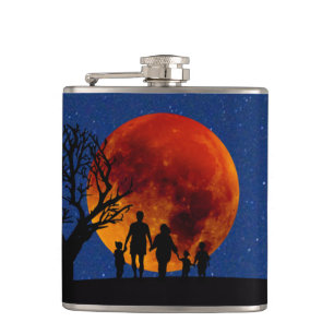 Blood Moon Lunar Eclipse Family Hip Flask