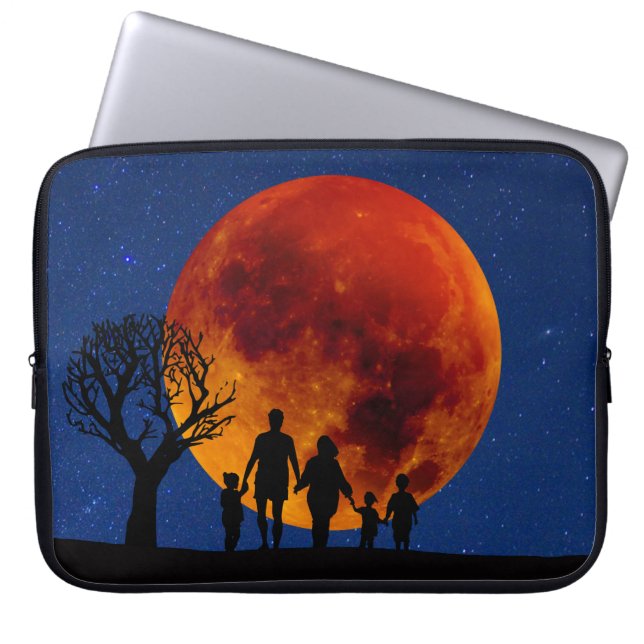 Blood Moon Lunar Eclipse Family Laptop Sleeve (Front)