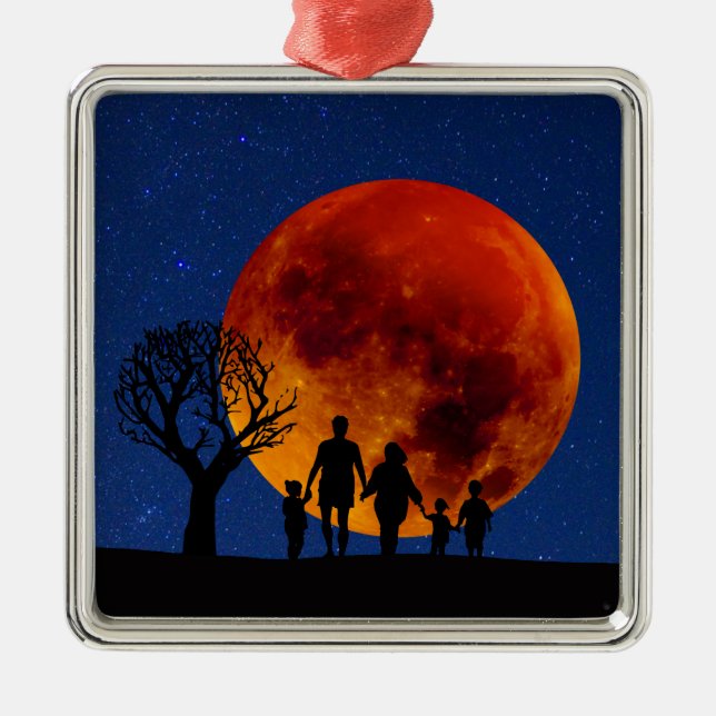 Blood Moon Lunar Eclipse Metal Tree Decoration (Front)
