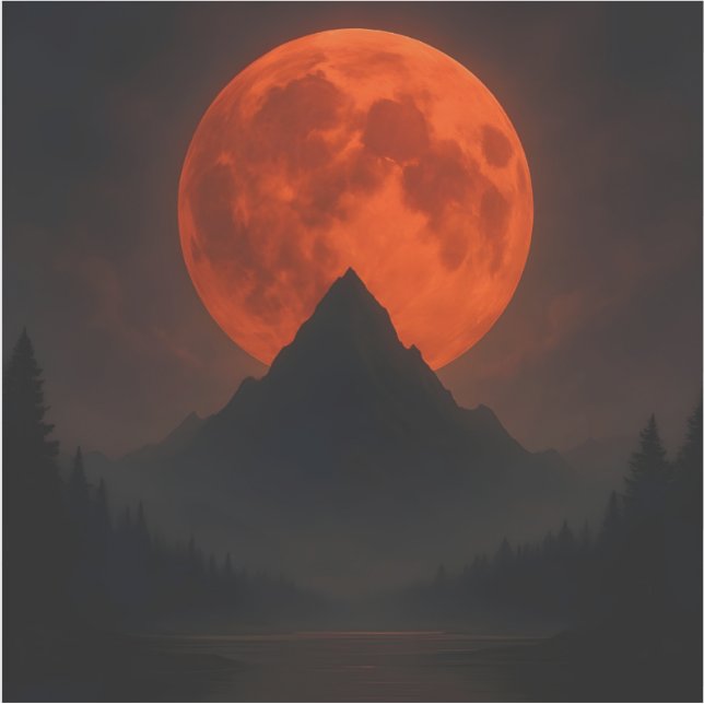 Blood Moon Over Mountain Sticker (Front)