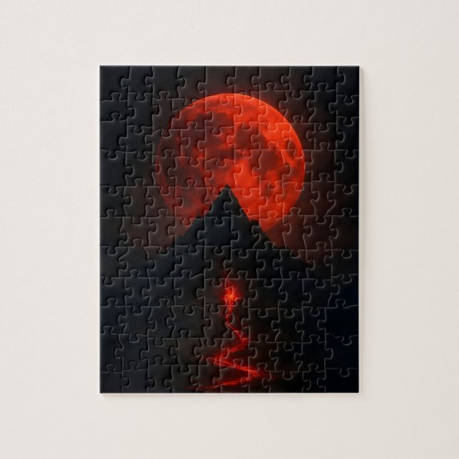 Blood Moon Over the Fiery Mountain Jigsaw Puzzle (Vertical)