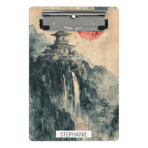 Blood Moon Pagoda Ink Wash Mini Clipboard