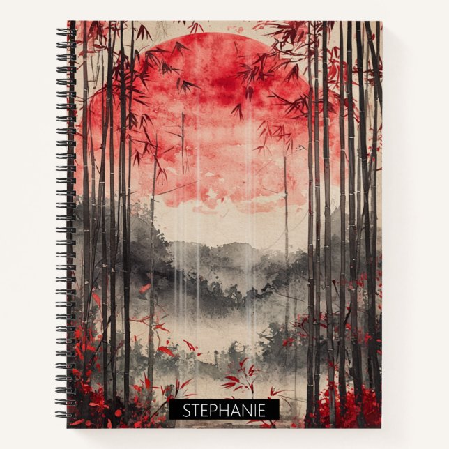 Blood Moon Sakura Ink Wash (1) Notebook (Front)