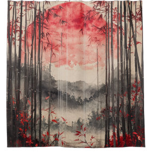 Blood Moon Sakura Ink Wash (1) Shower Curtain