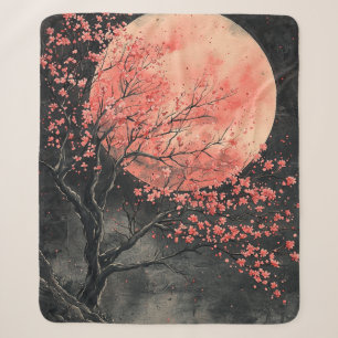 Blood Moon Sakura Ink Wash (2) Sherpa Blanket