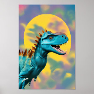 Blood Moon T-Rex Illustration, Jurassic Dinosaur Poster