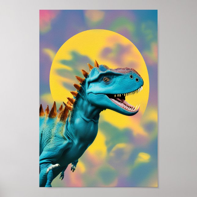 Blood Moon T-Rex Illustration, Jurassic Dinosaur Poster (Front)