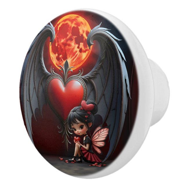 Blood Moon Valentine Fairy Ceramic Knob (Right)