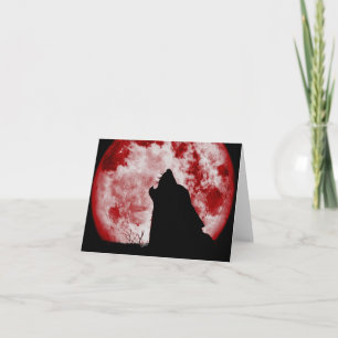 Blood Moon Wolf Note Card