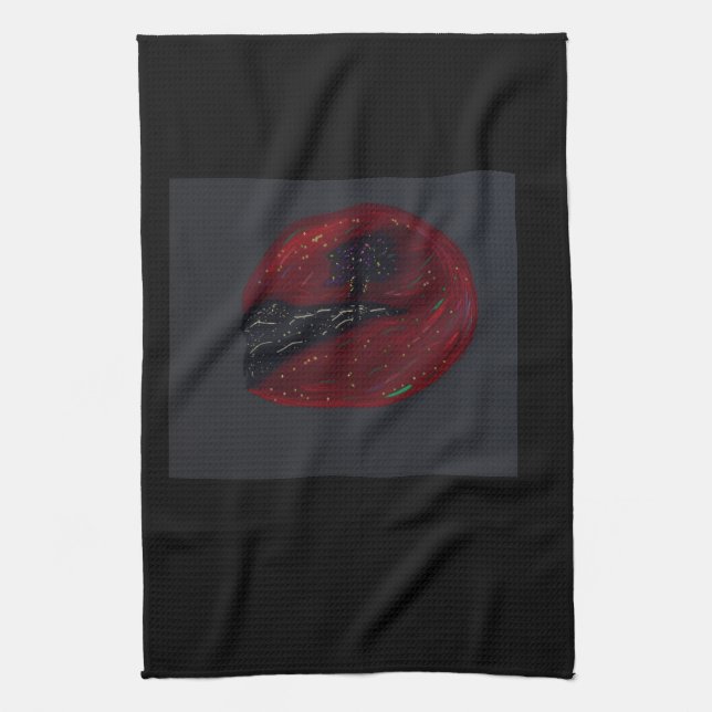 Blood Moonlit Night Kitchen Towel (Vertical)
