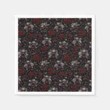 Blood Obsidian Skull Orchid and Briar Rose Gothic