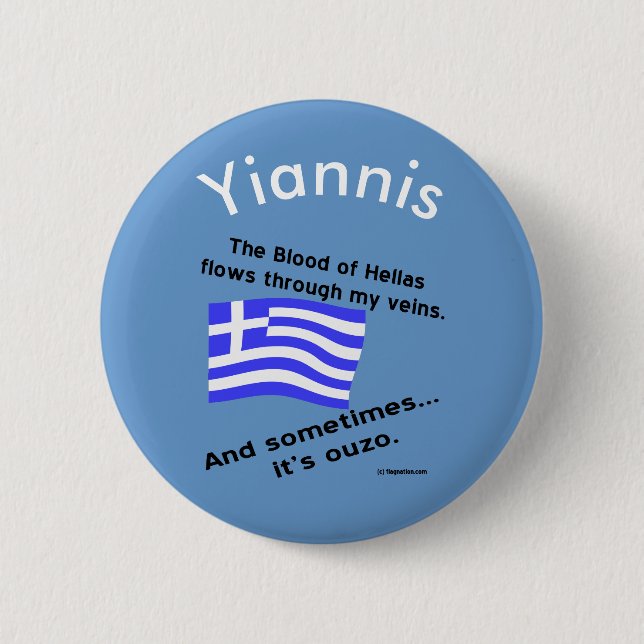 Blood of Hellas and Ouzo Personalised 6 Cm Round Badge (Front)