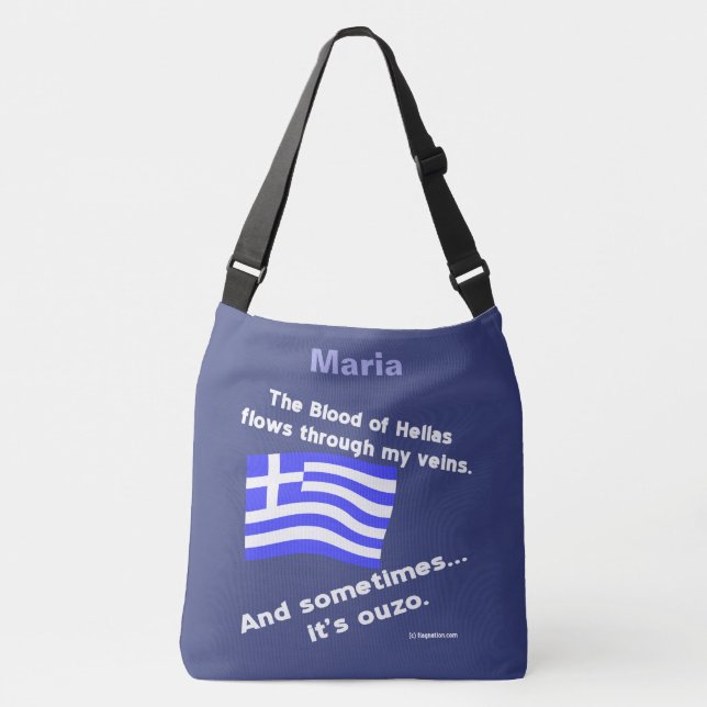 Blood of Hellas and Ouzo Personalised Crossbody Bag (Front)