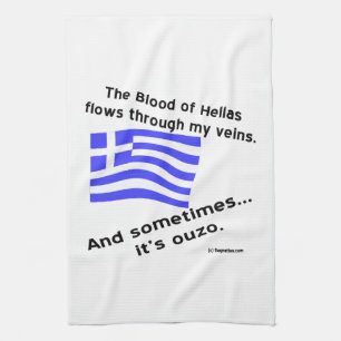 Blood of Hellas & Ouzo Tea Towel