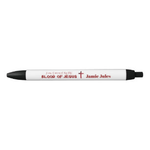 Blood of Jesus Cross Personalised Black Ink Pen