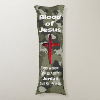 Blood of Jesus Green Camo Personalised Prayer Body Body Cushion