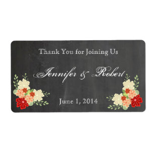 Blood Orange Flower Chalkboard Water Bottle Label