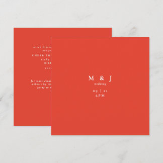 Blood Orange Sleek & Simple Modern Square Wedding Invitation