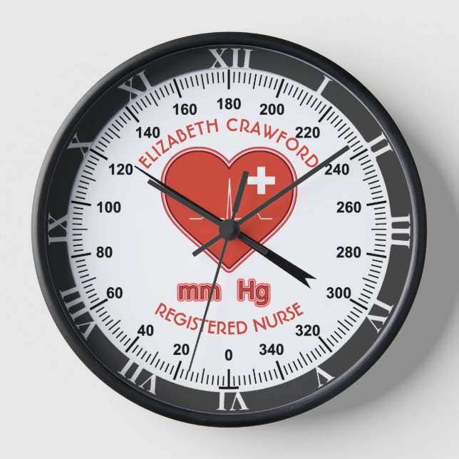 Blood Pressure Health Care Monitor Nurse Doctor Clock (Front)