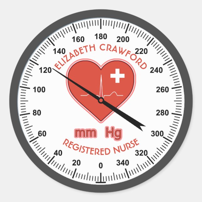 Blood Pressure Monitor Nurse Doctor Health Care Classic Round Sticker (Front)