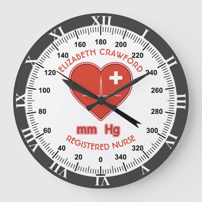 Blood Pressure Monitor Nurse Doctor Health Care Large Clock (Front)