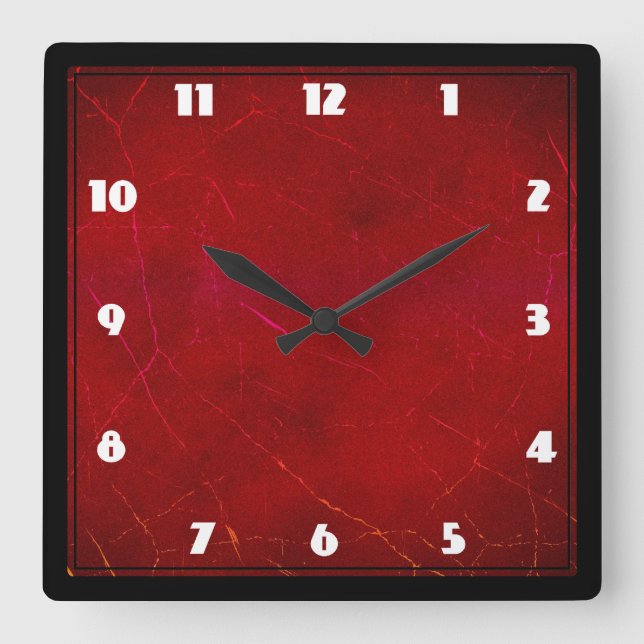 Blood Red Abstract Texture with Scratches Square Wall Clock (Front)