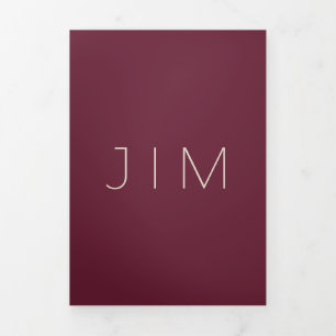 Blood Red Burgundy Formal minimal Wedding Tri-Fold Card