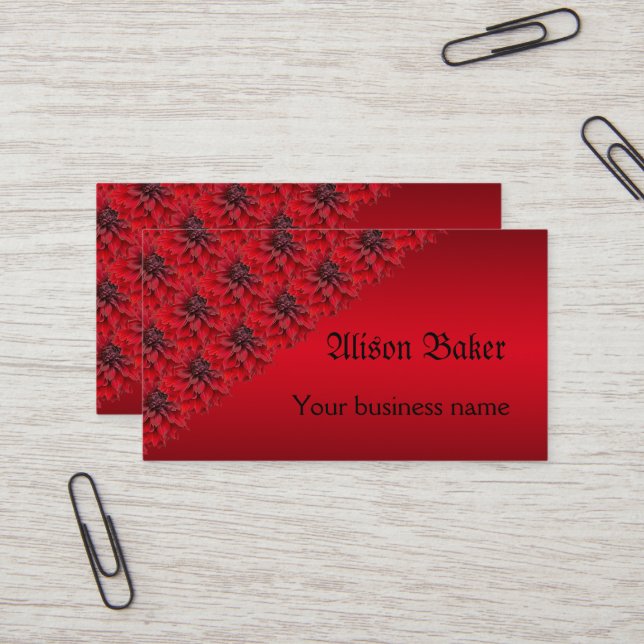 Blood red dahlias in gothic style  business card (Front/Back In Situ)